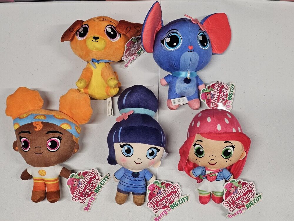 Strawberry Shortcake Plush Toys Set of 5 Berry In The Big City 7-8 inch NWT